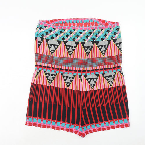 Topshop Womens Multicoloured Geometric Polyester Playsuit One-Piece Size M Pullover