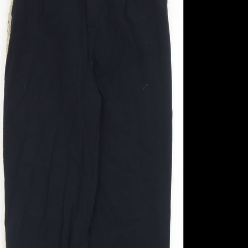 Zara Womens Blue Polyester Trousers Size S Regular Hook & Eye - Side Stripe Detail