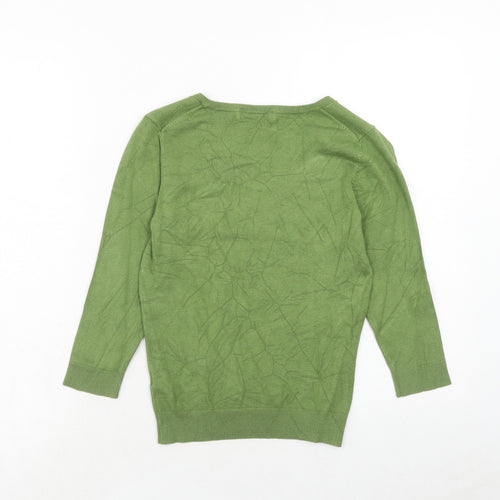 Marks and Spencer Womens Green V-Neck Viscose Pullover Jumper Size 8