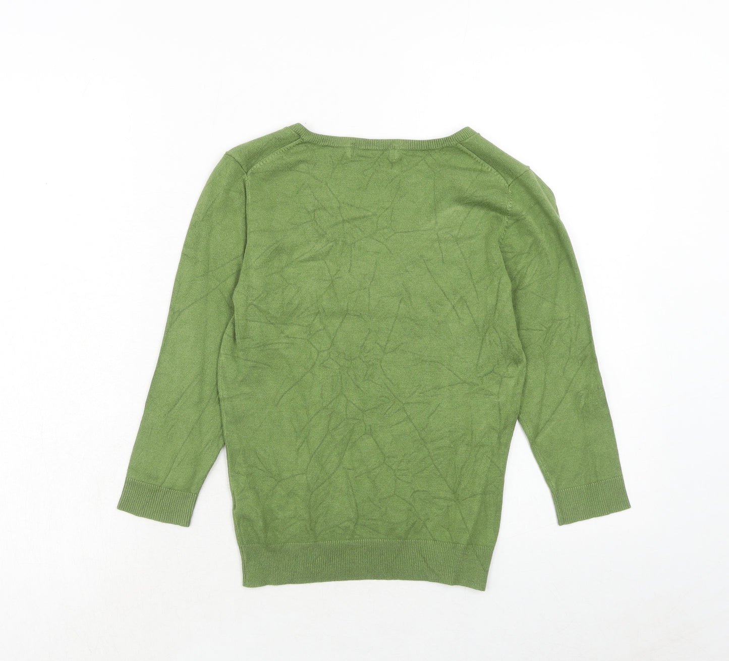 Marks and Spencer Womens Green V-Neck Viscose Pullover Jumper Size 8