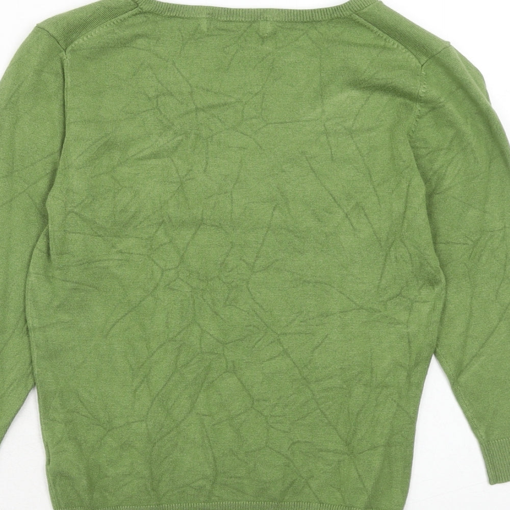 Marks and Spencer Womens Green V-Neck Viscose Pullover Jumper Size 8