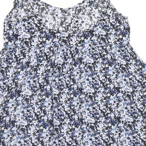 H&M Womens Blue Geometric Viscose Tank Dress Size 8 V-Neck Pullover