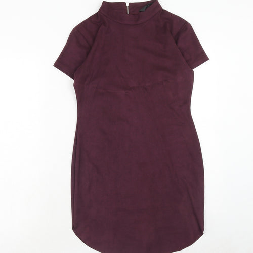 AX Paris Womens Purple Polyester A-Line Size 12 Round Neck Zip