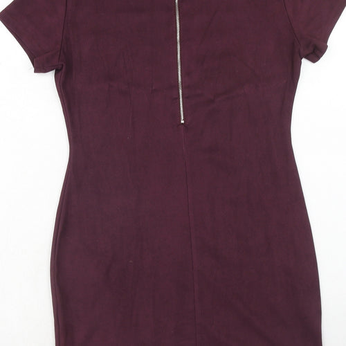 AX Paris Womens Purple Polyester A-Line Size 12 Round Neck Zip