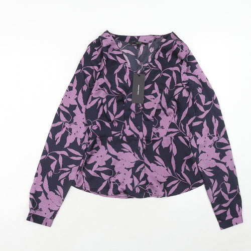 VERO MODA Womens Purple Geometric Polyester Basic Button-Up Size XS V-Neck
