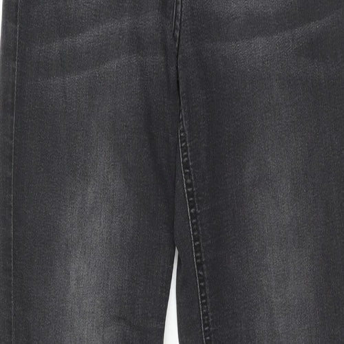 H&M Womens Black Cotton Straight Jeans Size 8 Regular Zip