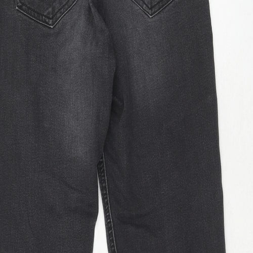 H&M Womens Black Cotton Straight Jeans Size 8 Regular Zip