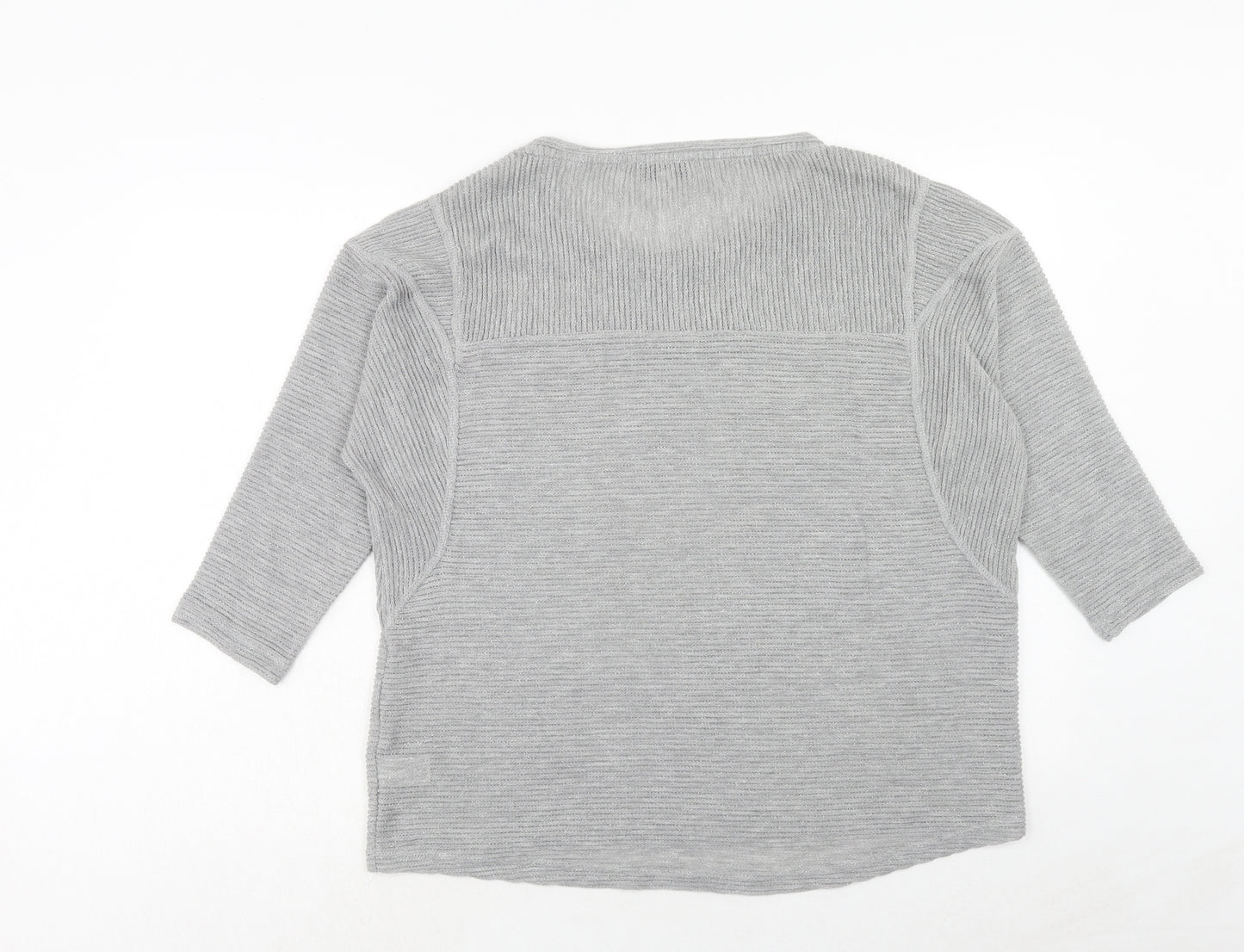 NEXT Womens Grey Round Neck Polyester Pullover Jumper Size 16