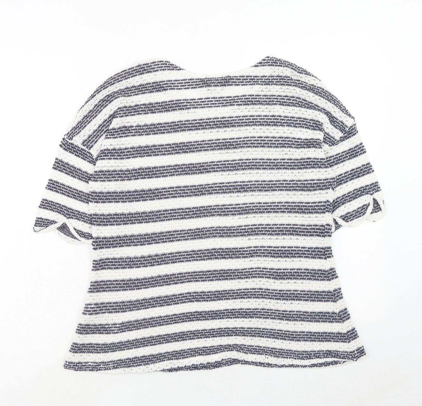 Dorothy Perkins Womens White Round Neck Striped Polyester Pullover Jumper Size 16