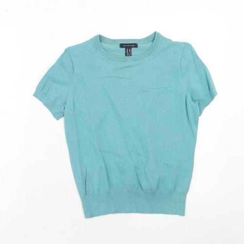 Lands' End Womens Blue Round Neck Cotton Pullover Jumper Size XS