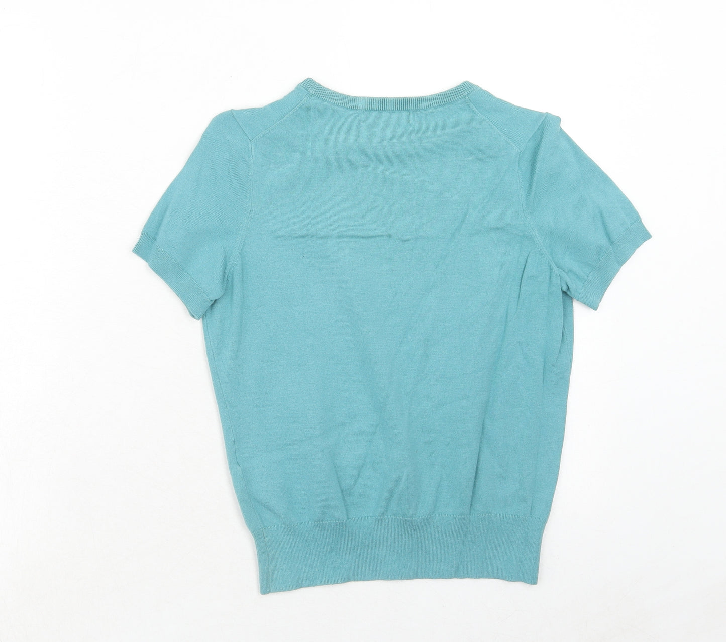 Lands' End Womens Blue Round Neck Cotton Pullover Jumper Size XS