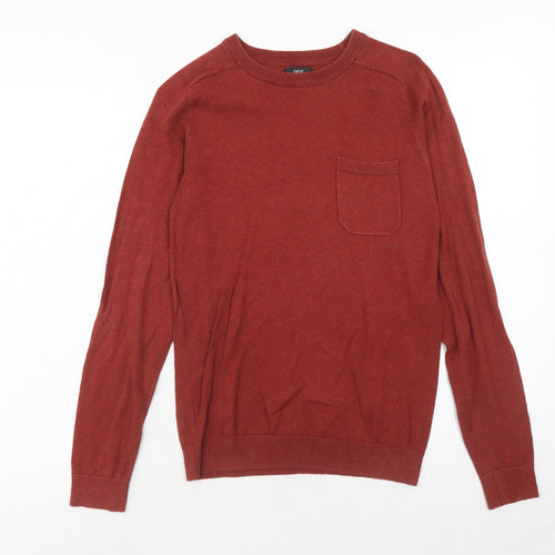 NEXT Mens Red Round Neck Cotton Pullover Jumper Size XS Long Sleeve