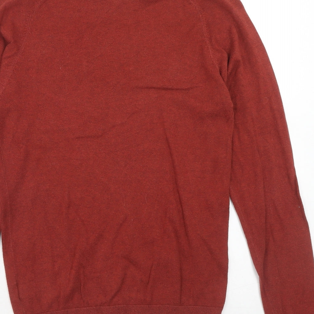 NEXT Mens Red Round Neck Cotton Pullover Jumper Size XS Long Sleeve