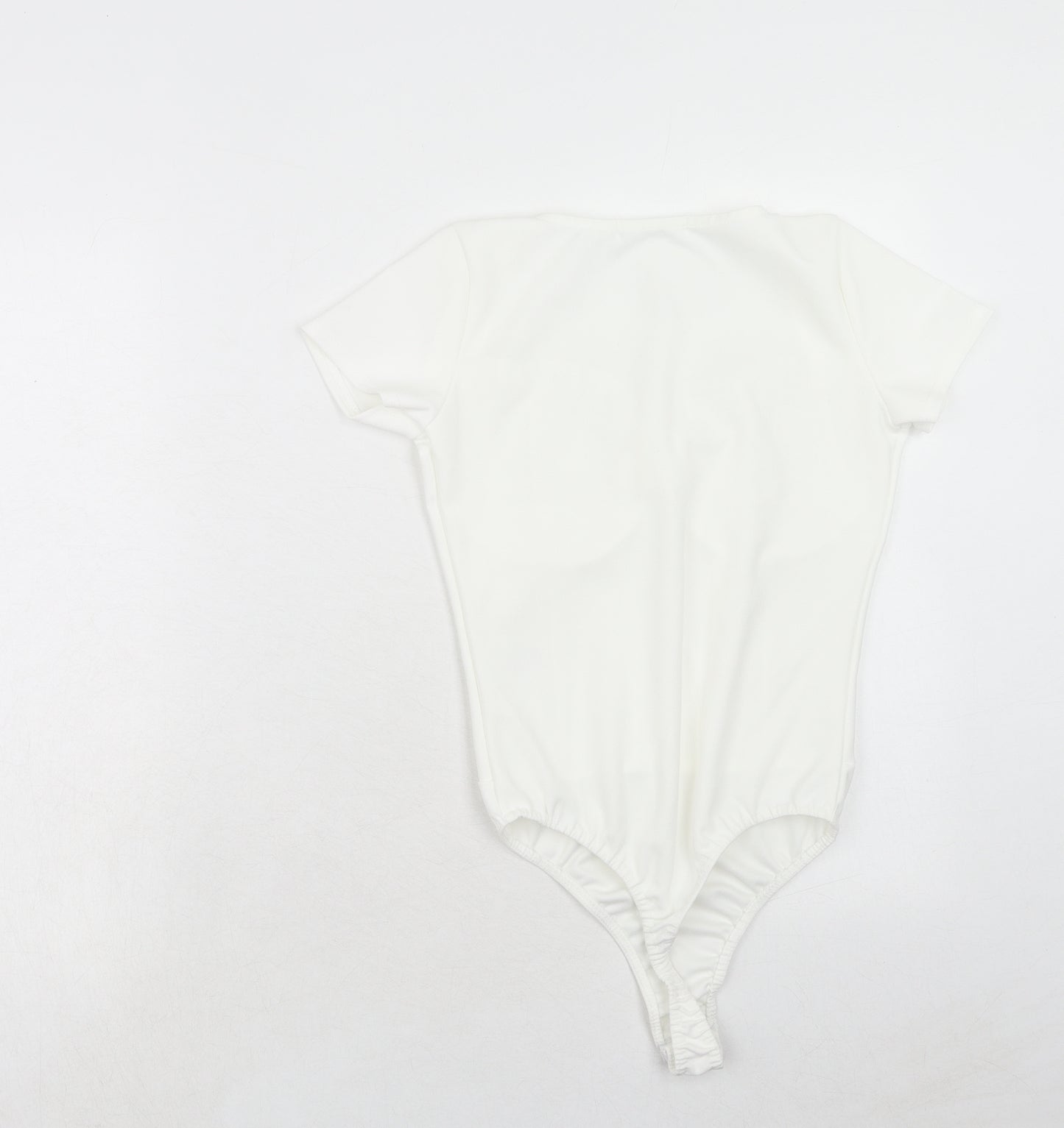 Missguided Womens White Polyester Bodysuit One-Piece Size 8 Snap