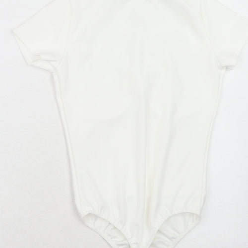 Missguided Womens White Polyester Bodysuit One-Piece Size 8 Snap
