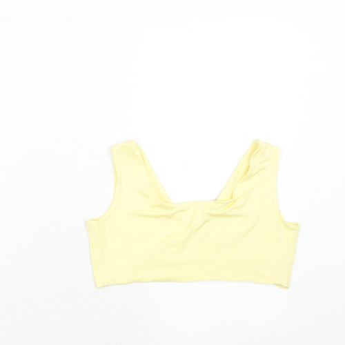 OhPolly Womens Yellow Polyester Cropped Tank Size 14 V-Neck