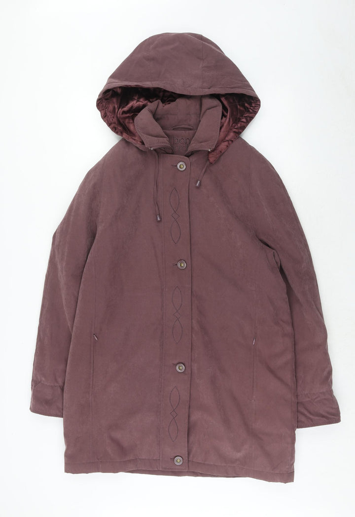 Bonmarché Womens Purple Pea Coat Coat Size S Zip