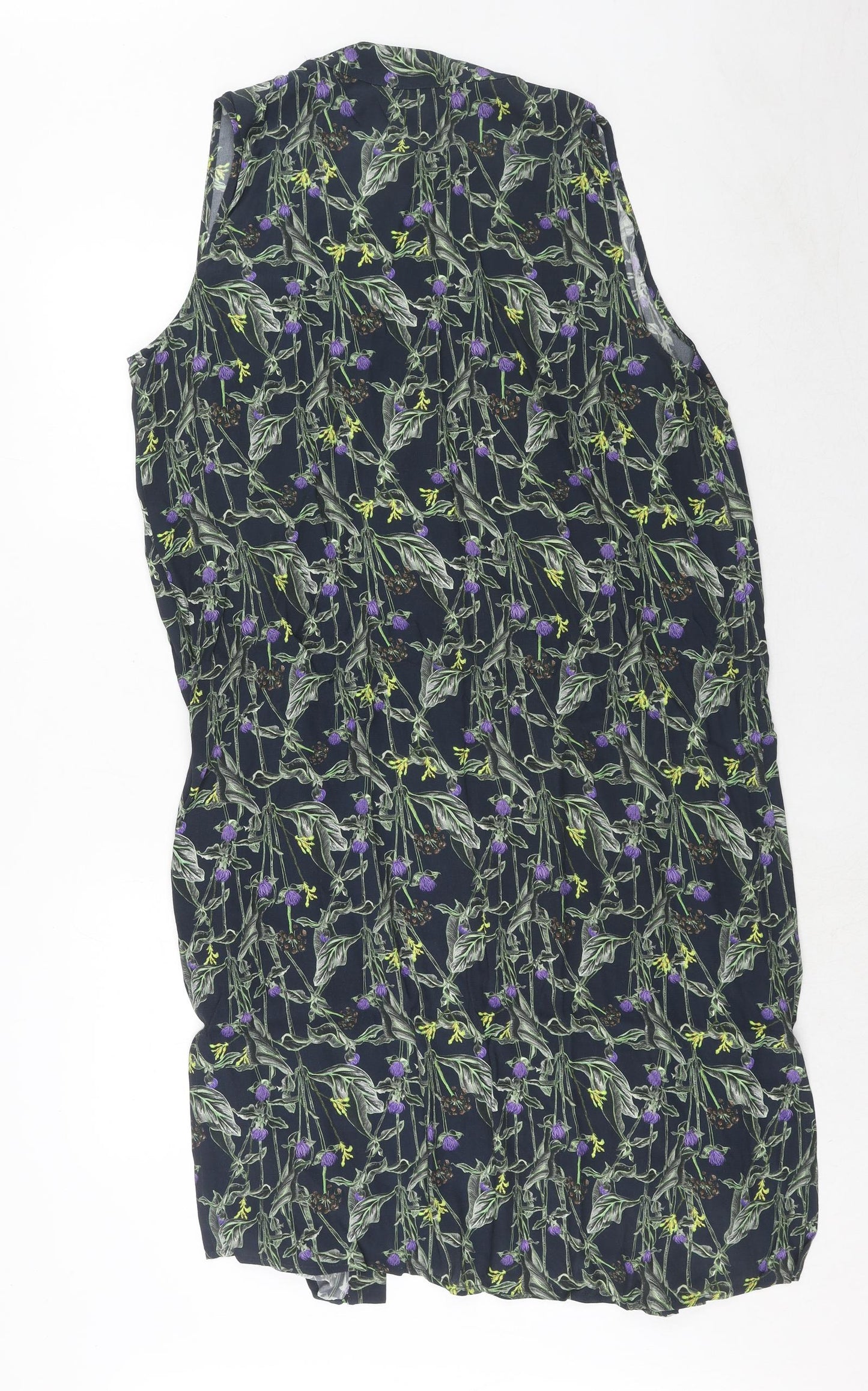 Topshop Womens Blue Geometric Viscose Kimono Blouse Size 10 V-Neck