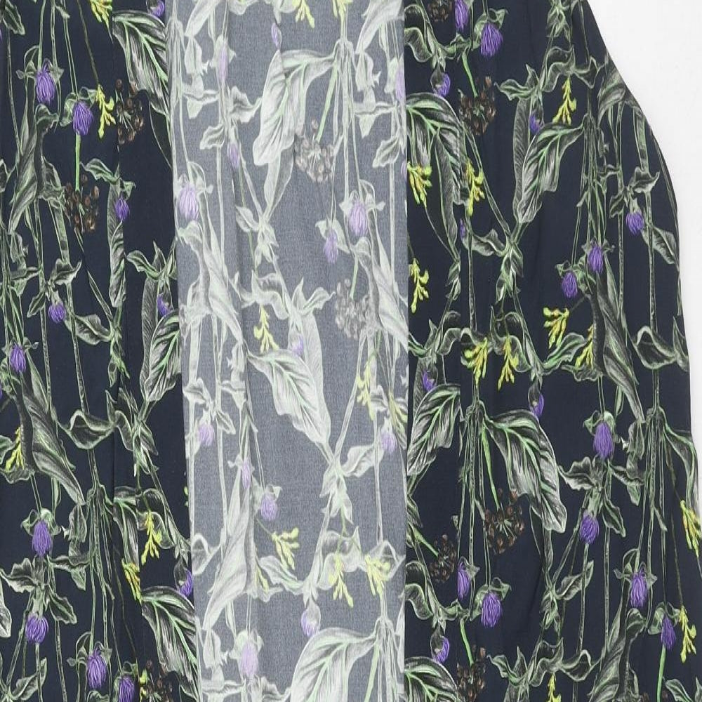 Topshop Womens Blue Geometric Viscose Kimono Blouse Size 10 V-Neck