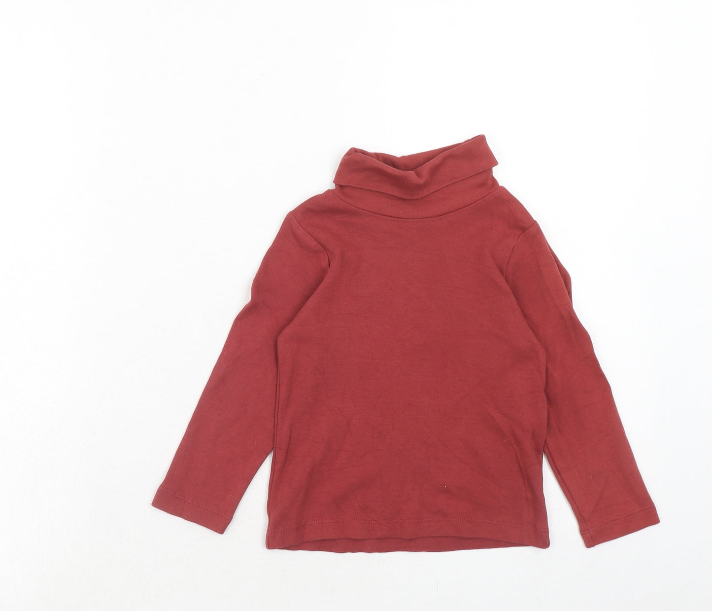 Mini Club Boys Red Cotton Pullover Casual Size 2-3 Years Roll Neck Pullover - Elbow Patches