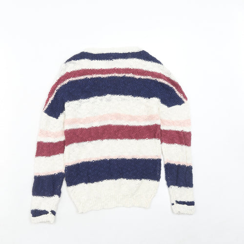 Miss Understood Girls Multicoloured Boat Neck Striped Cotton Pullover Jumper Size 9 Years Pullover