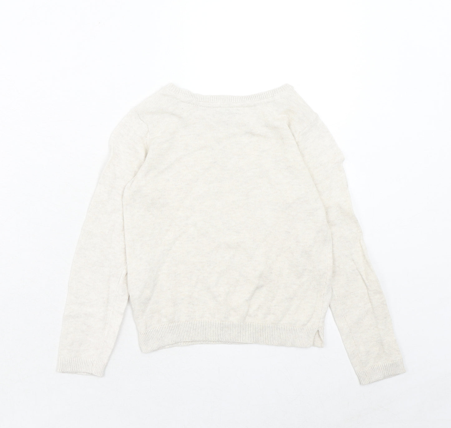 Kiabi Girls Ivory Boat Neck Cotton Pullover Jumper Size 6 Years Pullover - Balloons
