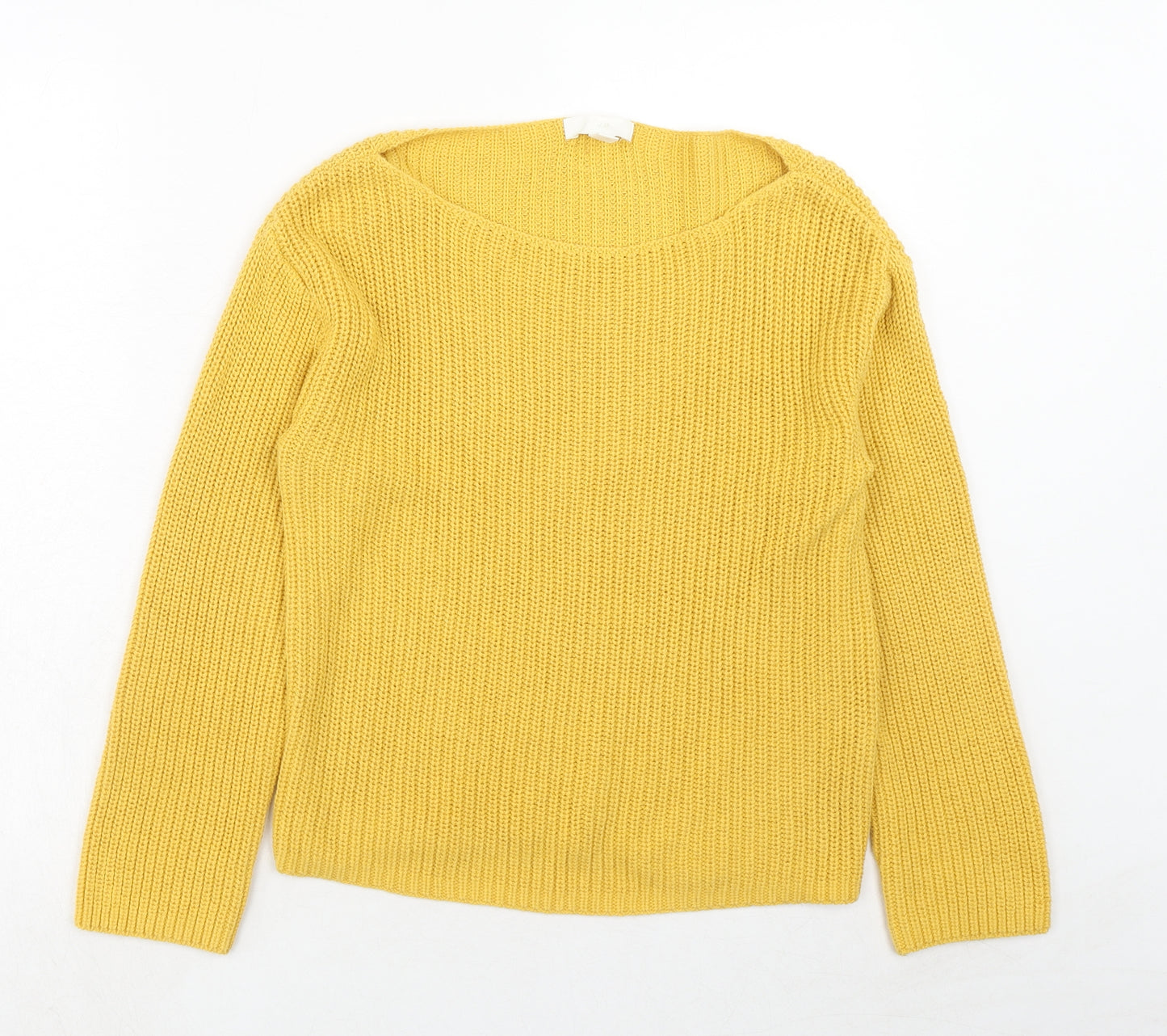 H&M Womens Yellow Boat Neck Cotton Pullover Jumper Size XS