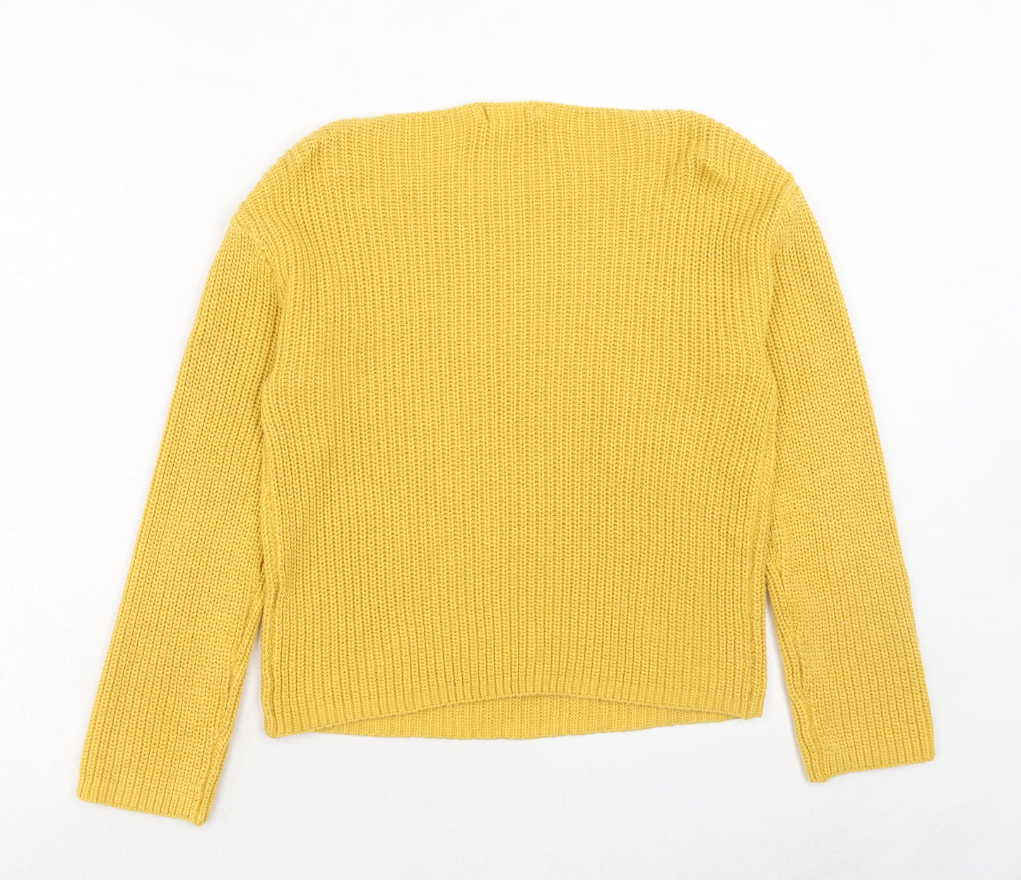 H&M Womens Yellow Boat Neck Cotton Pullover Jumper Size XS