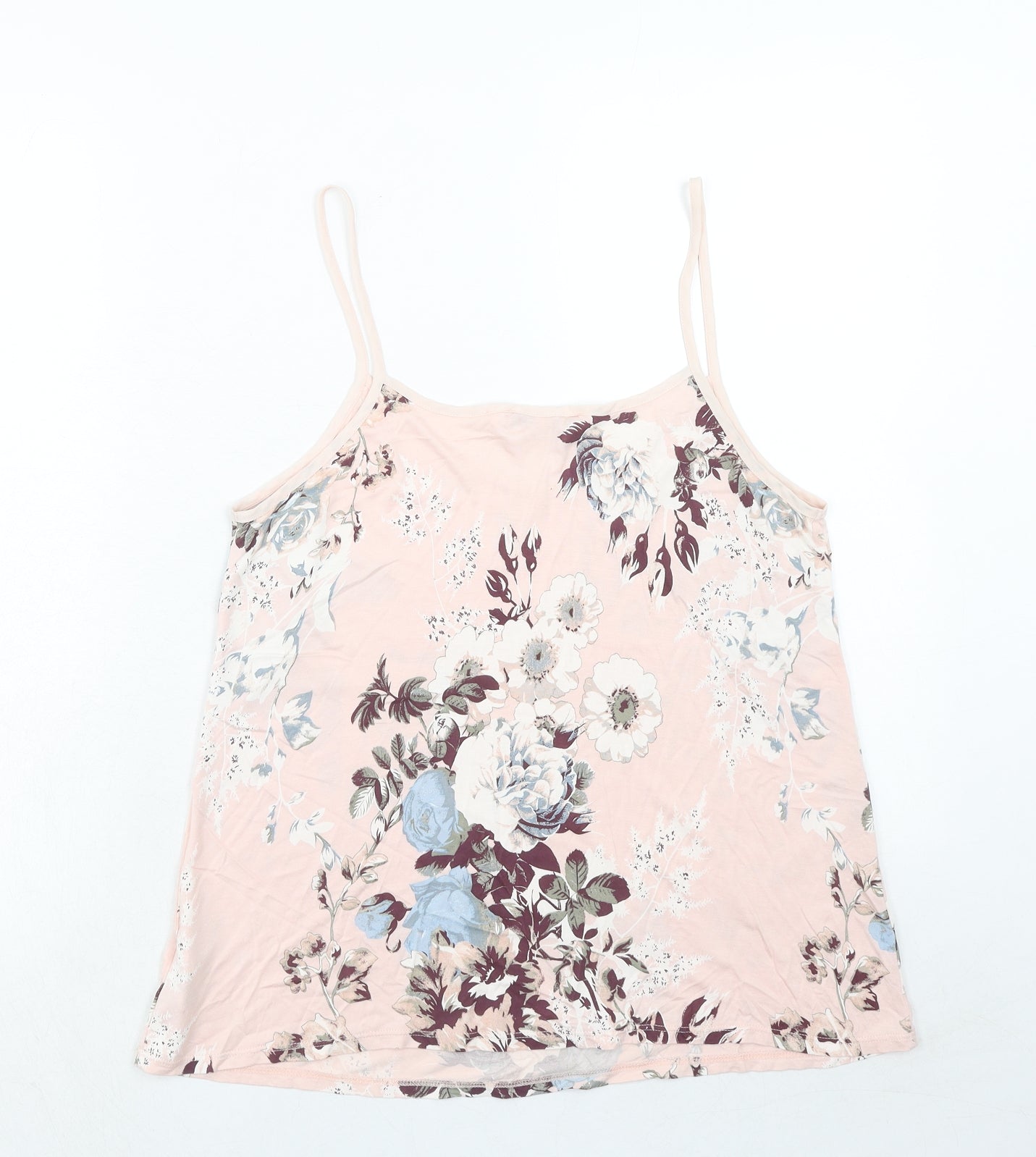 NEXT Womens Pink Floral Viscose Basic Tank Size 14 V-Neck