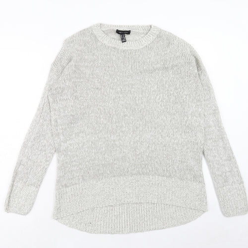 New Look Womens Grey Round Neck Acrylic Pullover Jumper Size M