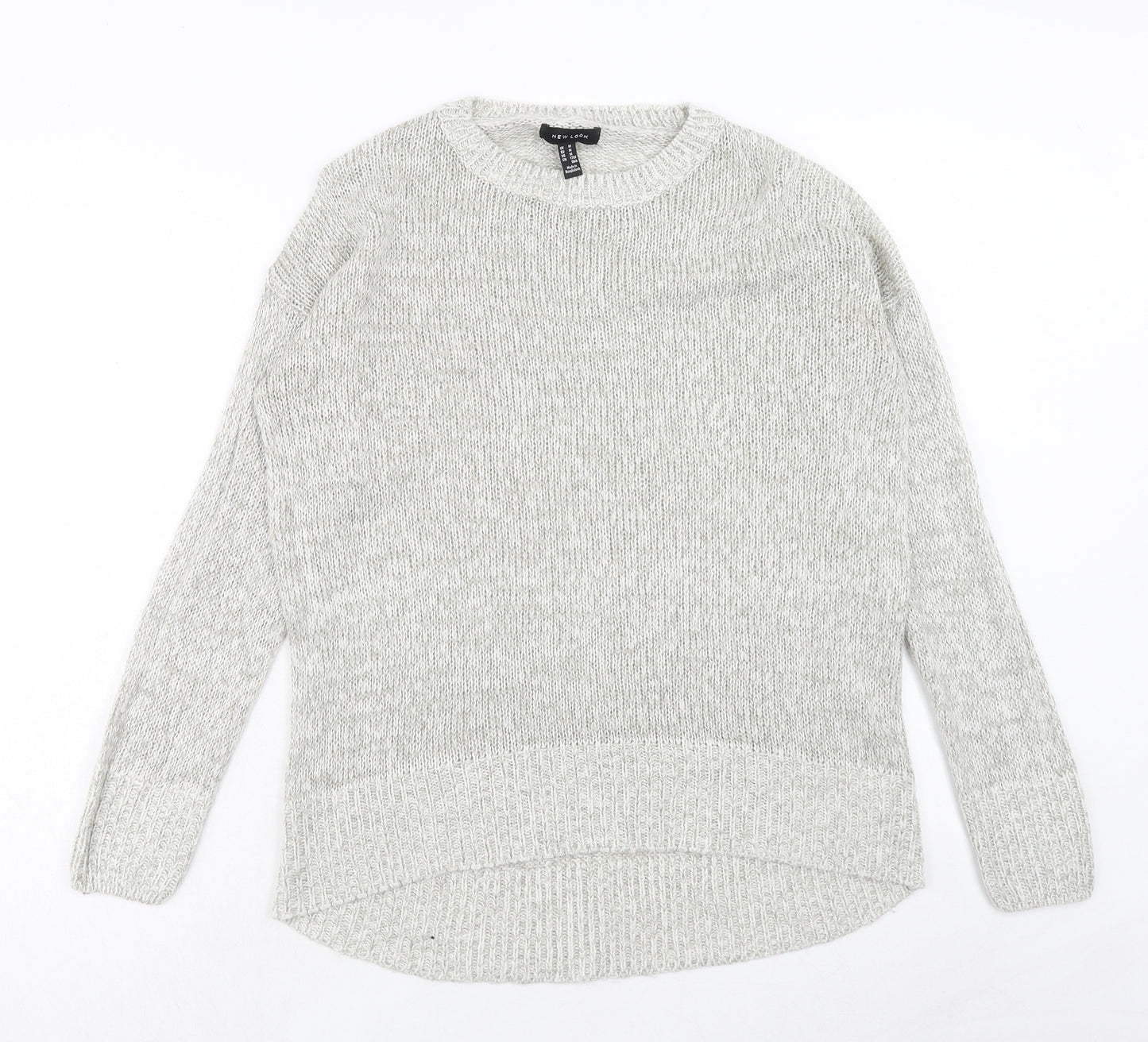 New Look Womens Grey Round Neck Acrylic Pullover Jumper Size M