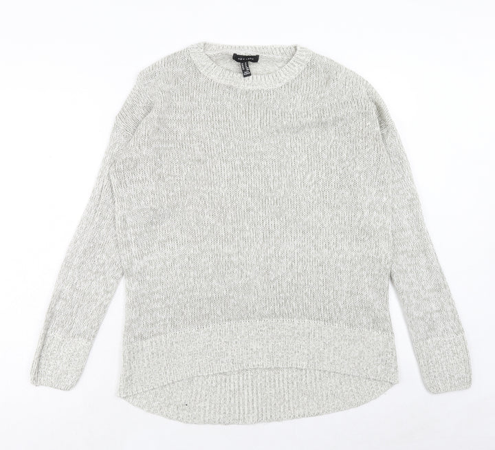 New Look Womens Grey Round Neck Acrylic Pullover Jumper Size M