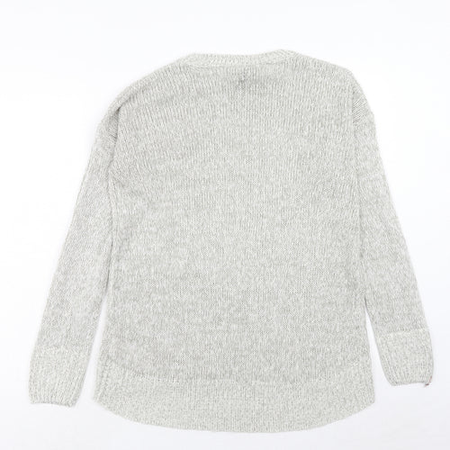New Look Womens Grey Round Neck Acrylic Pullover Jumper Size M