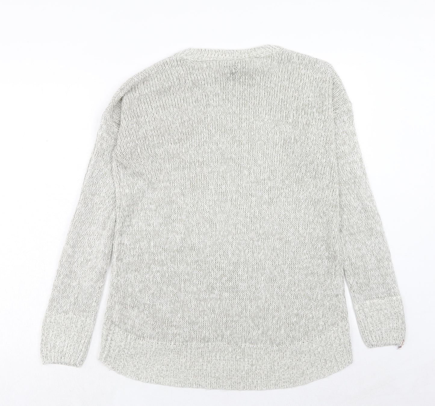 New Look Womens Grey Round Neck Acrylic Pullover Jumper Size M