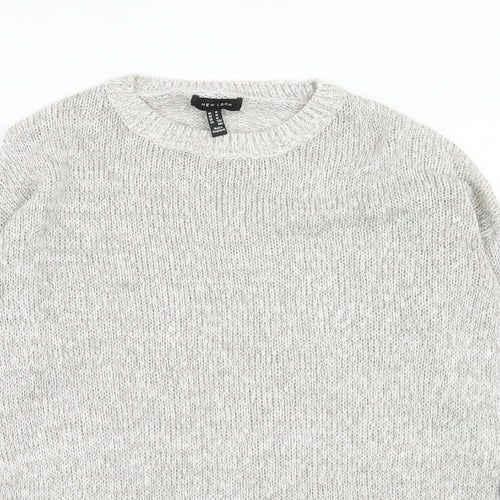 New Look Womens Grey Round Neck Acrylic Pullover Jumper Size M