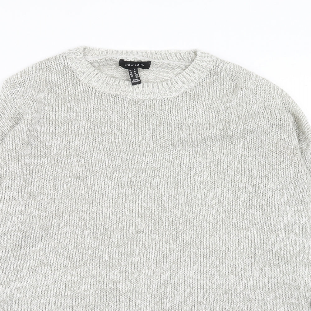 New Look Womens Grey Round Neck Acrylic Pullover Jumper Size M