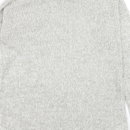 New Look Womens Grey Round Neck Acrylic Pullover Jumper Size M