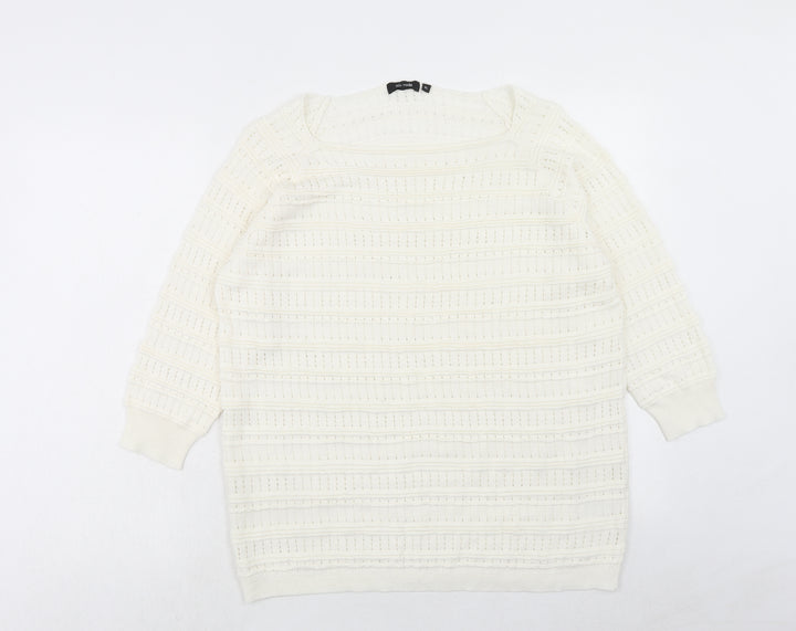 Mia Moda Womens Ivory Round Neck Acrylic Pullover Jumper Size XL