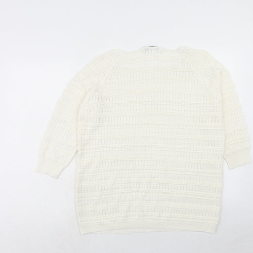 Mia Moda Womens Ivory Round Neck Acrylic Pullover Jumper Size XL