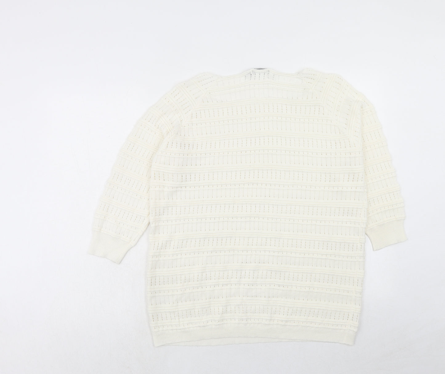 Mia Moda Womens Ivory Round Neck Acrylic Pullover Jumper Size XL