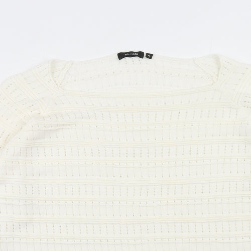 Mia Moda Womens Ivory Round Neck Acrylic Pullover Jumper Size XL