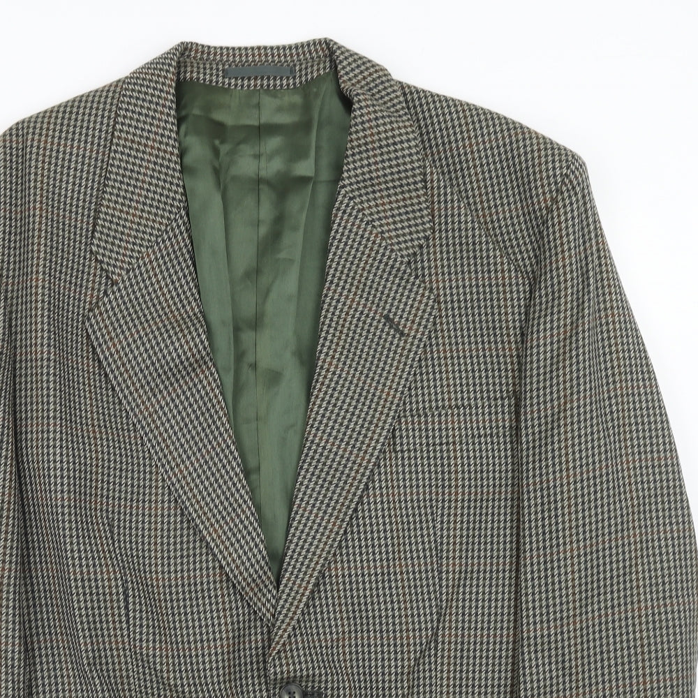 Burton Mens Grey Geometric Wool Jacket Suit Jacket Size 42 Regular