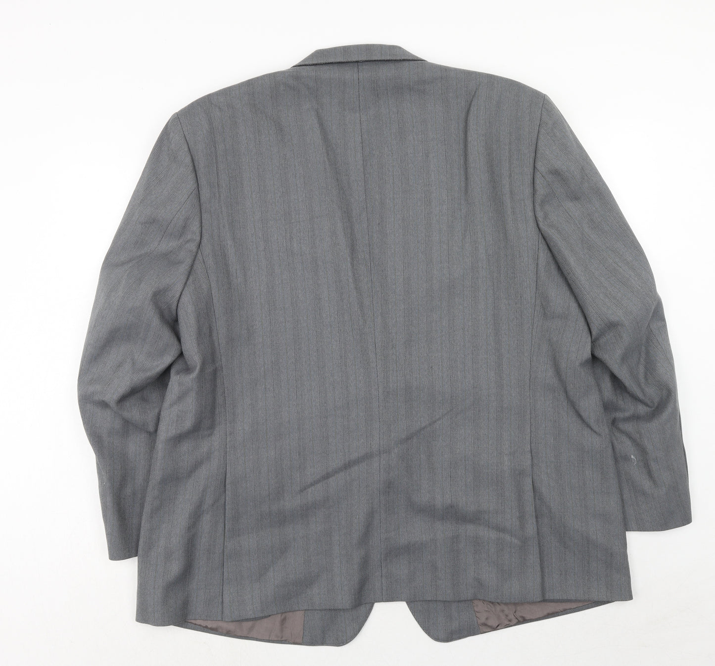 Wellington Mens Grey Striped Polyester Jacket Suit Jacket Size 46 Regular