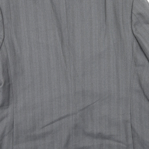 Wellington Mens Grey Striped Polyester Jacket Suit Jacket Size 46 Regular