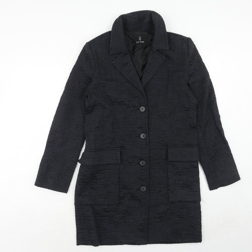 Julie Brandt Womens Blue Geometric Overcoat Coat Size 8 Button
