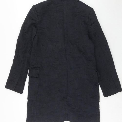 Julie Brandt Womens Blue Geometric Overcoat Coat Size 8 Button