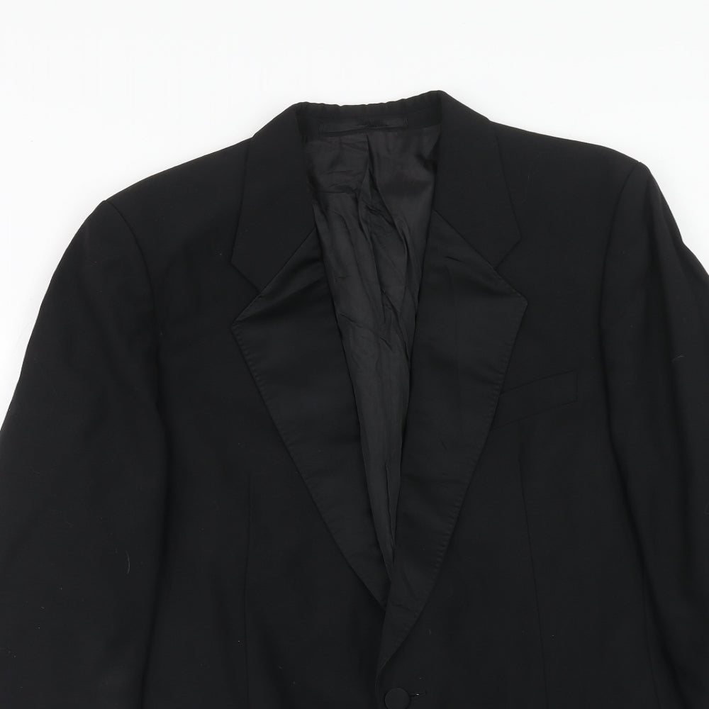 Moss Bros Mens Black Wool Tuxedo Suit Jacket Size 38 Regular