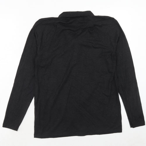 Zara Womens Black Viscose Basic T-Shirt Size L V-Neck