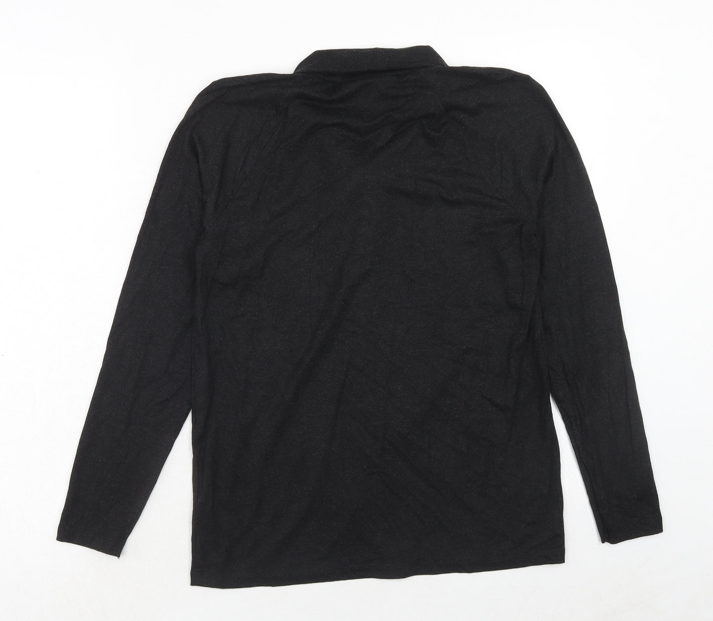 Zara Womens Black Viscose Basic T-Shirt Size L V-Neck