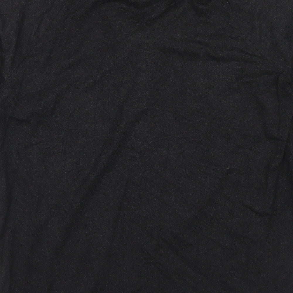 Zara Womens Black Viscose Basic T-Shirt Size L V-Neck